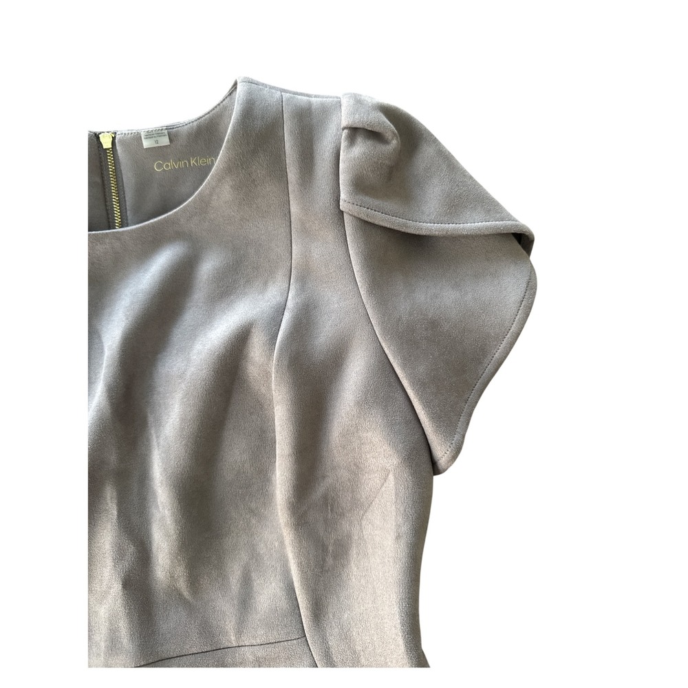 Calvin‎ Klein Tulip Faux Suede Sheath Dress Cap Sleeve - Picture 5 of 7